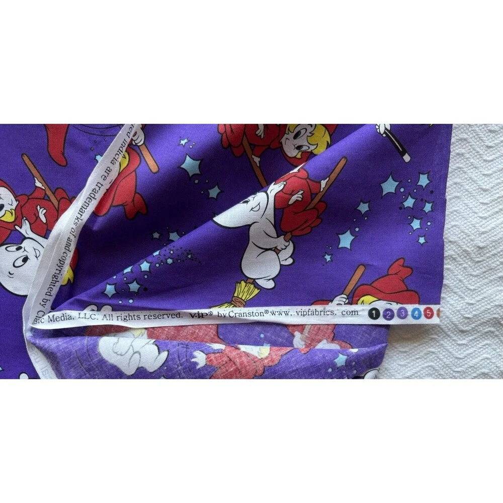 2013 Casper Friendly Ghost Wendy Witch Halloween Fabric Remnant Purple Cotton